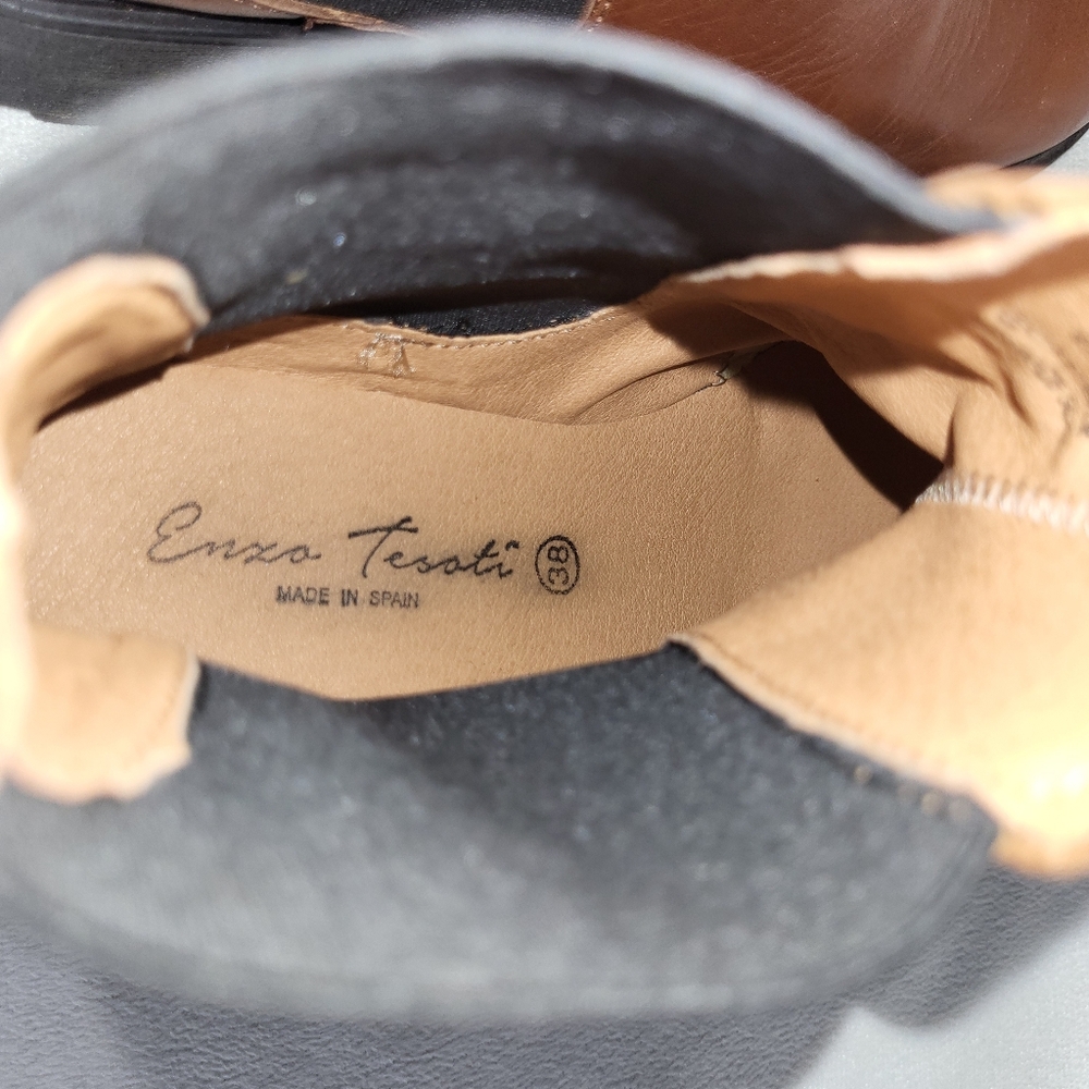Enzo Tesoti Made In Spain Chelsea Leather Boots Size 38 EU / 8 US - Picture 7 of 9